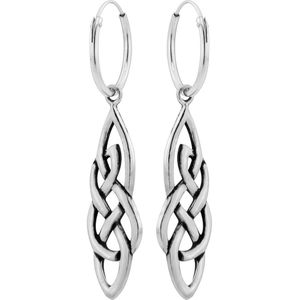 Oorbellen 925 Zilver - Oorringen met Hanger - Zilveren Oorringen met Hange - Keltische Knoop