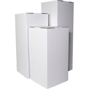 Witte Kartonnen Sokkel - 30x30cm - 75cm hoog - Duurzaam Karton - KarTent