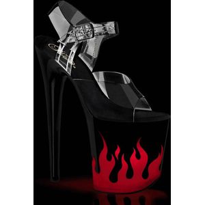 Pleaser - FLAMINGO-808NLFL Sandaal met enkelband, Paaldans schoenen - US 8 - 38 Shoes - Zwart/Transparant