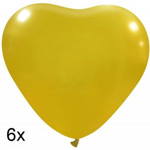 Hartjes ballonnen Goud, 6 stuks, 25cm