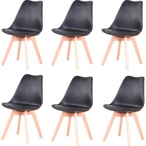 Brivia Moderne Stoelen - Eetkamer stoelen - Kuipstoel - Scandinavisch Moderne Stijl - Comfortabele Zitting - Ergonomisch - Set Van 6 - Zwart