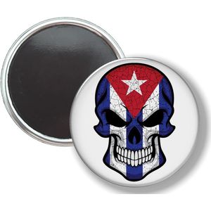 Button Met Magneet - Schedel Vlag Cuba - NIET VOOR KLEDING
