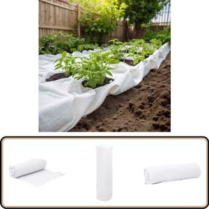 vidaXL Geotextielmembraan 1x10 m polyester wit Landschap Architectuur - Afwatering Doek - Wortel Doek - Onkruid Bestrijding - Filter Doek
