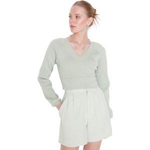 Trendyol Paarse Gebreide Trui Met V-Hals