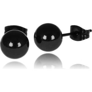 LGT Jewels Stud oorbellen Bol 6mm Zwart