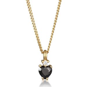 Elli Dames Halsketting Dameshart hanger Love Bond Red met Kristallen in 925 Sterling Zilver Verguld