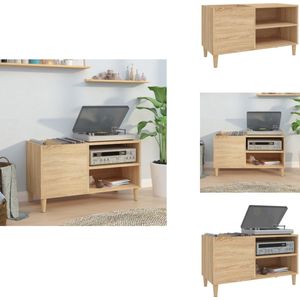 vidaXL Platenkast - Platenkasten - Platenspeler Kast - Elpee Opbergkast - Platenkast 84-5x38x48 cm bewerkt hout sonoma eikenkleurig