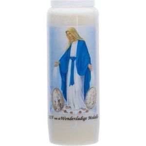 Maria kaars in houder 9-dagen brander 18 cm Religieus thema