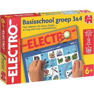 Jumbo Electro Basisschool Groep 3 & 4 - Educatief Spel | Leeftijd 6+ | 1-2 spelers | 12 kaarten met 350+ opdrachten