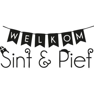 Sinterklaas raam sticker - Welkom Sint en Piet - Zwart - Raam sticker Sinterklaas