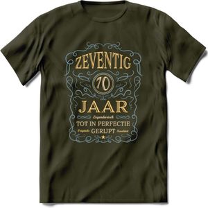 70 Jaar Legendarisch Gerijpt T-Shirt | Sky Blue - Ivoor | Grappig Verjaardag en Feest Cadeau Shirt | Dames - Heren - Unisex | Tshirt Kleding Kado | - Leger Groen - M