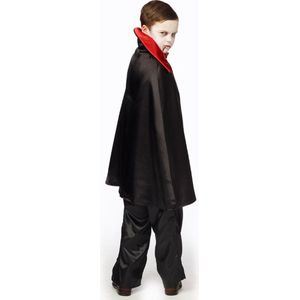 Vampieren cape voor kinderen - zwarte ape met rode kraag - 5 tot 9 jaar