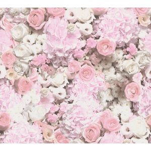 ROMANTISCHE BLOEMEN BEHANG | Rozen & Hortensia'S - roze wit - A.S. Création Trendwall 2