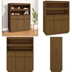 vidaXL Hoge kast 89x40x116,5 cm massief grenenhout honingbruin - Hoge Kast - Hoge Kasten - Houten Hoge Kast - Kast