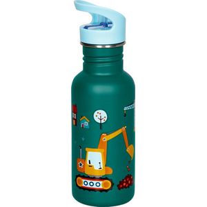 Graafmachine / bouwplaats grote RVS drinkfles / drinkbeker - Die spiegelburg serie Later als ik groot ben ...