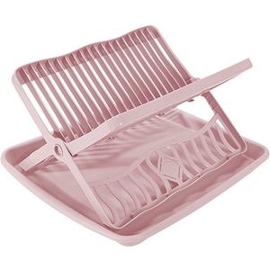 Oud roze afdruiprek 2-laags met lekbak 39 x 35 cm - Keukenbenodigdheden - Afwassen/drogen - Afdruiprekken met lekbak