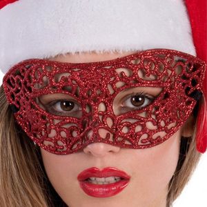 Carnival Toys Verkleedmasker Glitter Dames Rood One-size