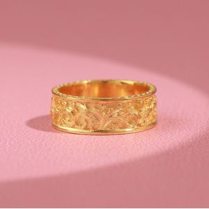 Verlovingsring met antiek bladmotief 18K Verguld