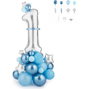 Partydeco - DIY Ballon sculptuur zilver/ blauw 1 - 90 x 140 cm