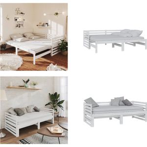 vidaXL Bedbank uitschuifbaar massief grenenhout wit 2x(90x200) cm - Bedbank - Bedbanken - Bed Bank - Bed Banken