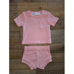 Minoti - rib setje - roze - summer set - maat 62/68