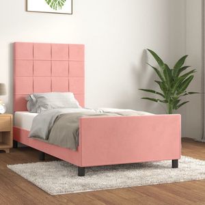 The Living Store Bedframe met hoofdeinde fluweel roze 80x200 cm - Bed