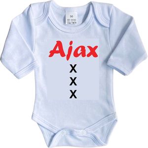La Petite Couronne Romper Lange Mouw ""Ajax XXX"" Unisex Katoen Wit/rood/zwart Maat 62
