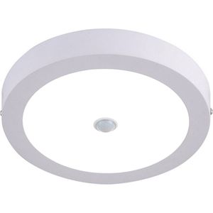 LED Downlight - Oficto Dury - PIR Bewegingssensor 360° + Dag en Nacht Sensor - 18W - Helder/Koud Wit 5700K - Opbouw - Rond - Mat Wit - OSRAM LEDs