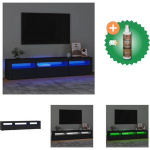 vidaXL Tv-meubel met LED-verlichting 195x35x40 cm zwart - Kast - Inclusief Houtreiniger en verfrisser