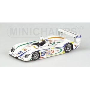 The 1:43 Diecast Modelcar of the Audi R8 , Team Champion #38 of the 12H Sebring 2003. The drivers were Pirro / Letho and Johansson. The manufacturer of the scalemodel is Minichamps.This model is only available online
