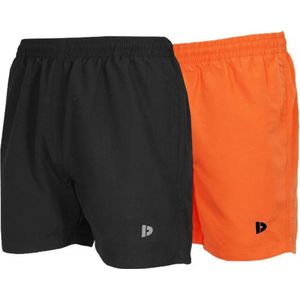 2-Pack Donnay Sport/Zwemshort Toon - Sportbroek - Heren - Black/Apricot Orange (611) - maat XL