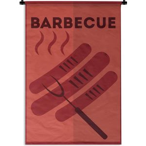 Wandkleed Barbecue - Barbecue illustratie met worsten Wandkleed katoen 120x180 cm - Wandtapijt met foto XXL / Groot formaat!