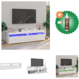 vidaXL TV-meubels LED-verlichting - 75 x 35 x 40 cm - trendy - praktisch en kleurrijk - moderne stijl - voldoende opbergruimte - USB-aansluiting - wit - bewerkt hout - montage vereist - 2 stuks - Kast - Inclusief Houtreiniger en verfrisser