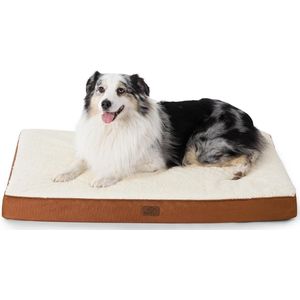 Orthopedisch hondenbed voor grote honden, 104 x 74 x 9 cm, hondenkussen, wollige hondenmat, wasbaar, hondenmatras voor grote honden, kleibruin