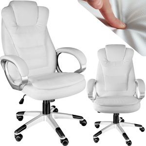 tectake® - Luxe Directiestoel - Draaistoel - Wit - Kunstleer - Ergonomisch