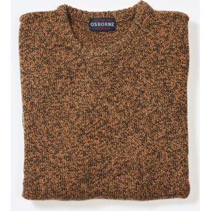 Osborne Knitwear Trui met vervilte ronde hals - Lamswol - Seaweed/Oxide - L