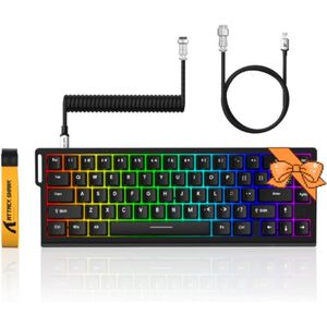 Rapid Trigger 60% Mechanisch Gaming Toetsenbord – Magnetische Schakelaars – 0.01mm Instelbare Actuatie – 8000Hz Polling Rate – RGB Verlichting – PBT Keycaps – Bedraad Met Opgerolde Kabel – Zwart