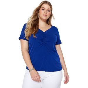 Trendyol Zwarte Gebreide Blouse Met Verzamelde Korte Mouwen Tbbss23Af00016