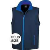 Grote maten softshell casual bodywarmer navy blauw voor heren - Outdoorkleding wandelen/zeilen - Mouwloze vesten plus size 4XL (48/60)