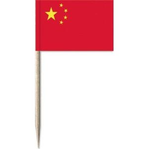 150x Cocktailprikkers China 8 cm vlaggetjes - Landen thema feestartikelen/versieringen