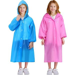 Kinderregenjas met capuchon - 4 stuks regenponcho waterdicht - uniseks kinderen - herbruikbaar EVA-regencape - regenbescherming - capuchon voor jongens meisjes - outdoor wandelen