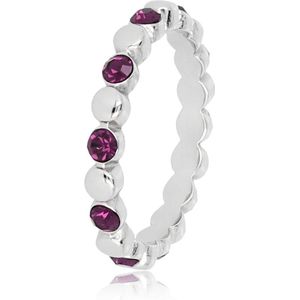 My Bendel - Smalle zilveren ring met paarse steentjes - Smalle zilveren ring met paarse steentjes - Met luxe cadeauverpakking