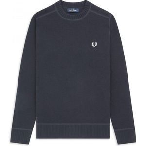 Fred Perry - Waffle Textured Crew Neck Jumper - Sweater Grijs - S - Grijs
