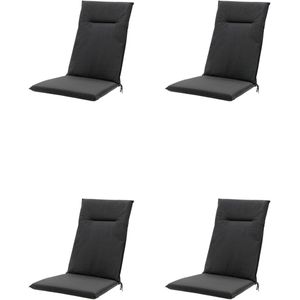 Madison - Tuinkussens - Hoge Rug - 4 st - Eco Phantom Black - 123x50cm - Zwart - Met lint