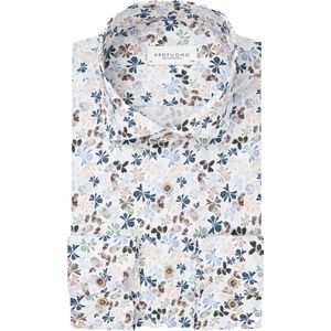 Profuomo slim fit heren overhemd - popeline - multicolor dessin - Strijkvriendelijk - Boordmaat: 39