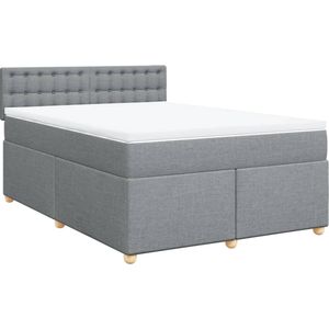vidaXL - Boxspring - met - matras - stof - lichtgrijsx200 - cm