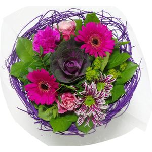 Boeket Sisal Medium Lila ↨ 30cm - bloemen - boeket - boeketje - bloem - droogbloemen - bloempot - cadeautje