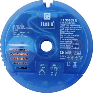 Tradim ET35105R ronde electronische halogeentransformator 35-105 Watt