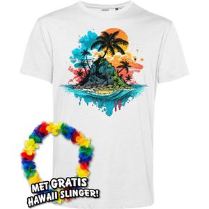 T-shirt Palmboom Eiland | Toppers in Concert 2024 | Club Tropicana | Hawaii Shirt | Ibiza Kleding | Wit | maat XXXL