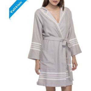 Hamam Badjas Sun Taupe - M - korte sauna badjas met capuchon - ochtendjas - duster - dunne badjas - unisex - twinning